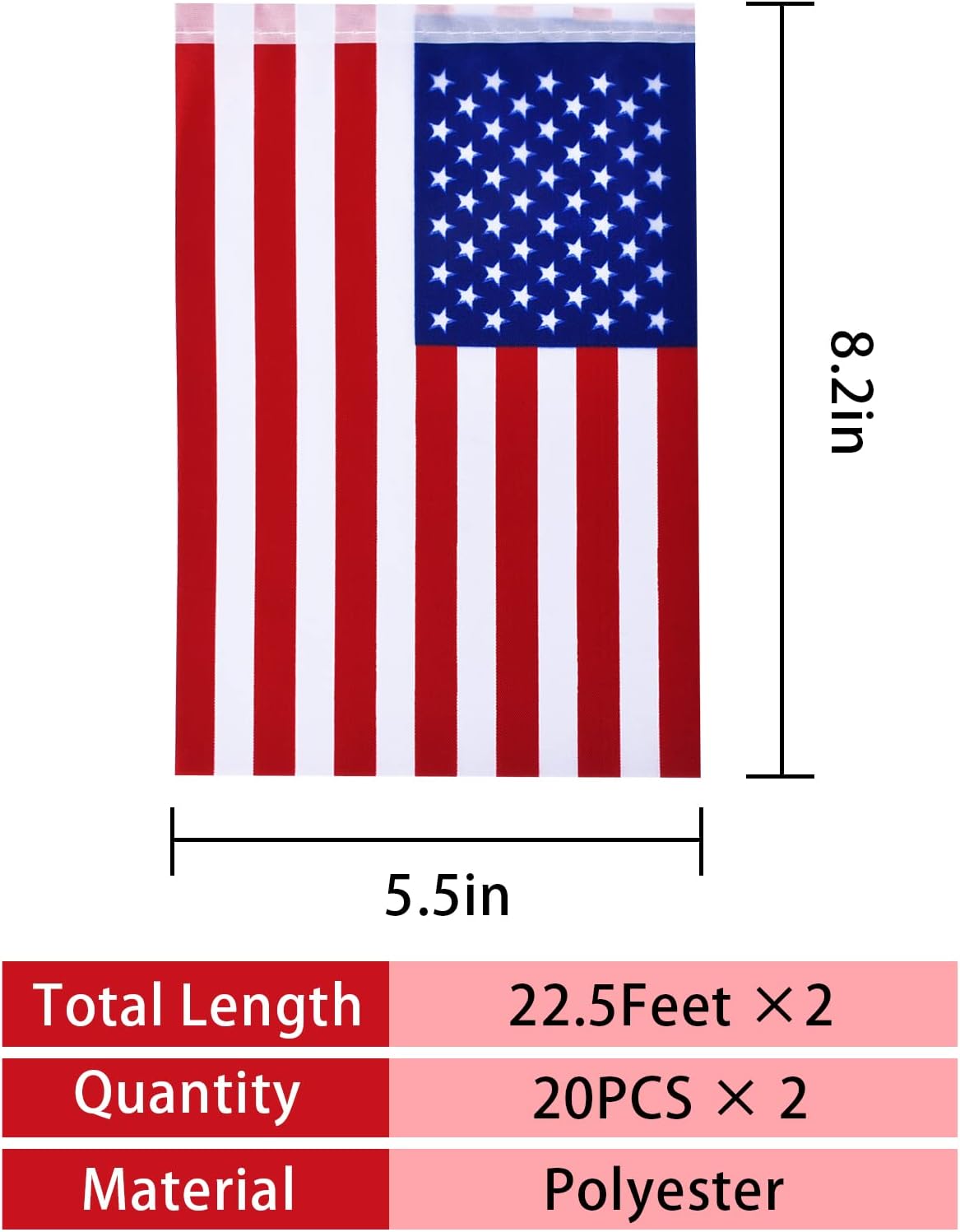 Banderas estadounidenses 45ft 40uds decoración 4 de julio