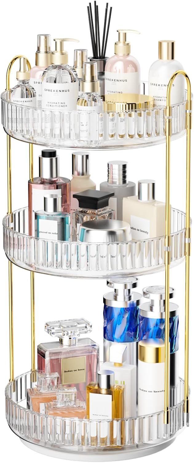 Organiz. giratorio 360° para maquillaje y baño 3 niveles