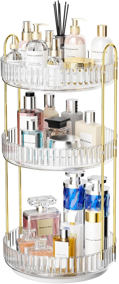 Organiz. giratorio 360° para maquillaje y baño 3 niveles