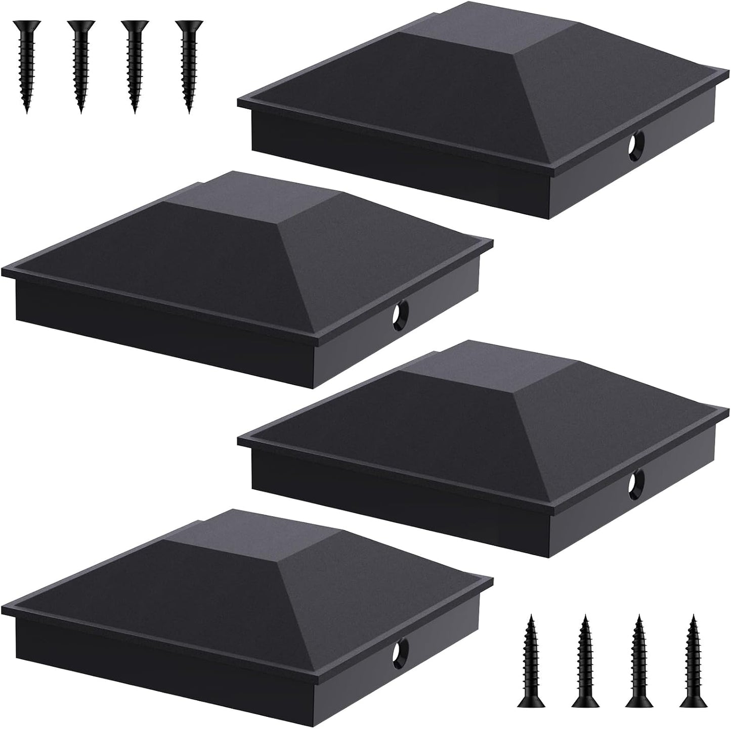Tapas postes 4x4pulg negro paquete 4 impermeables