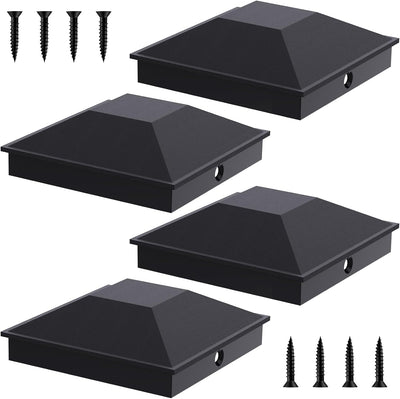 Tapas postes 4x4pulg negro paquete 4 impermeables