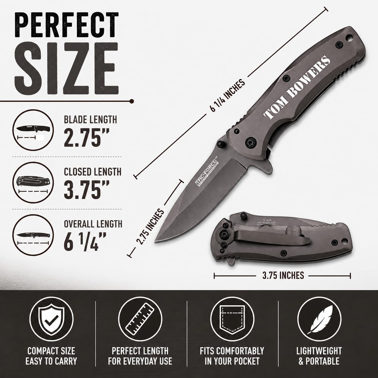 Cuchillo plegable bolsillo cuchilla metal grabado