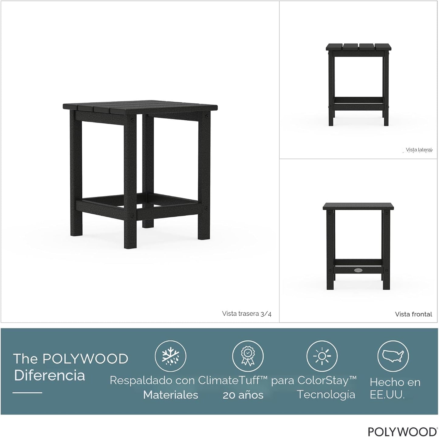 Mesa auxiliar Long Island 18" color negro