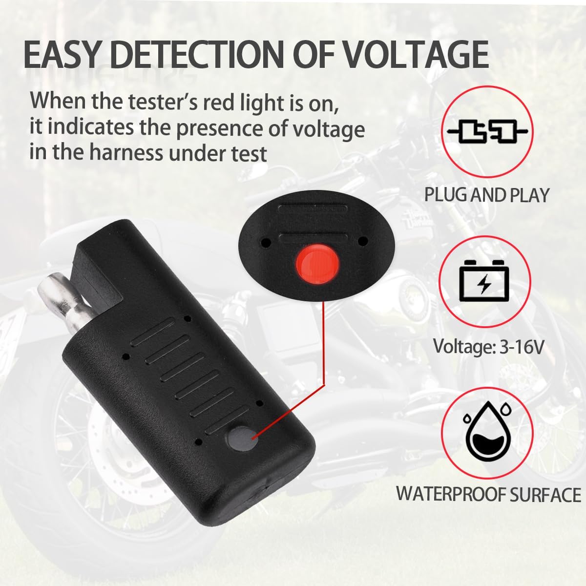 Probador polaridad SAE detector corriente voltaje con adaptador