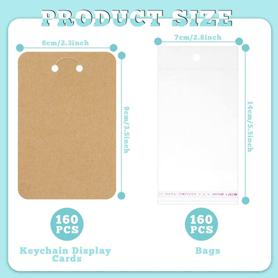 320 Tarjetas Exhibición Llavero Bolsas 2.3x3.5pulg Joyería