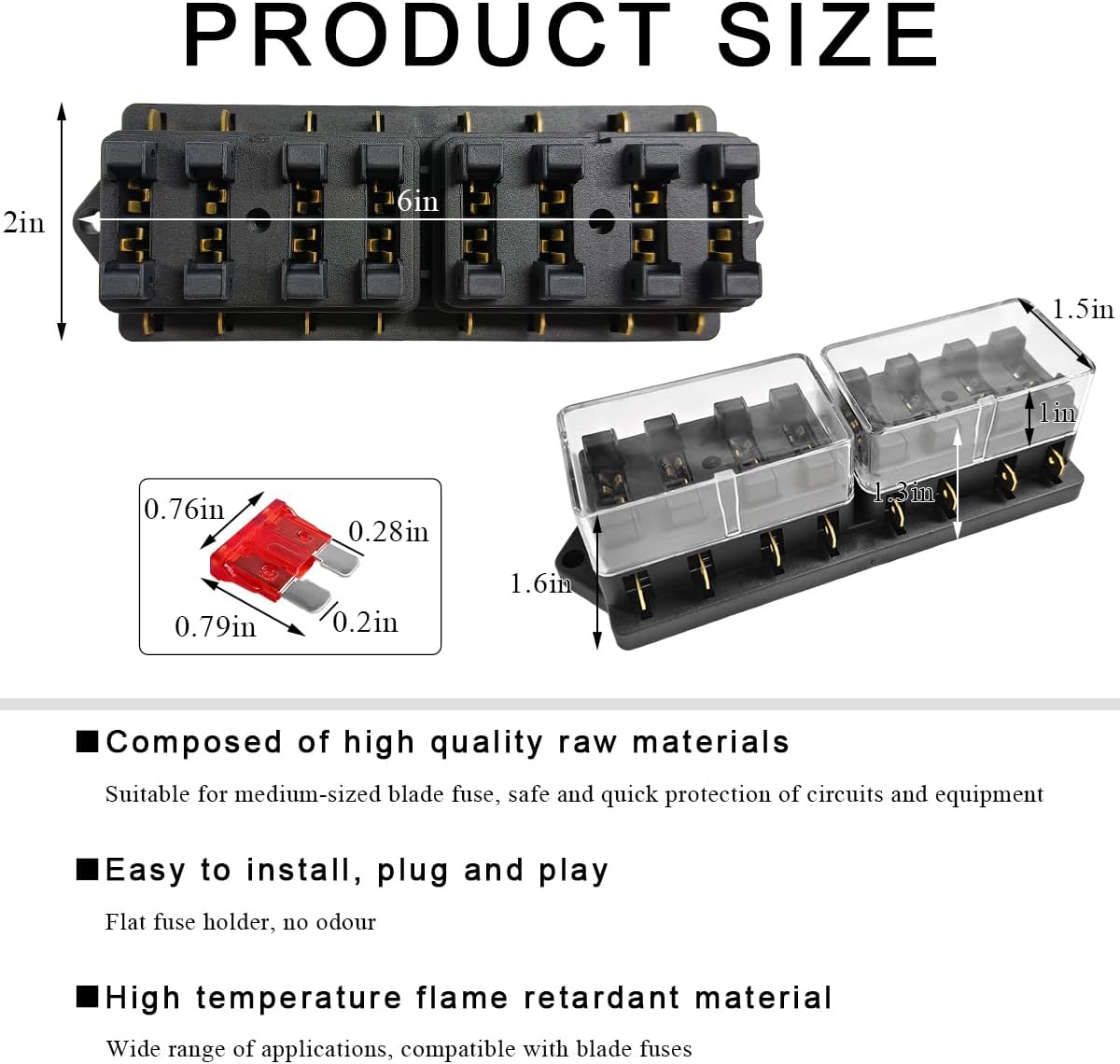 Soporte caja fusibles 8 vías con tornillos y extractor