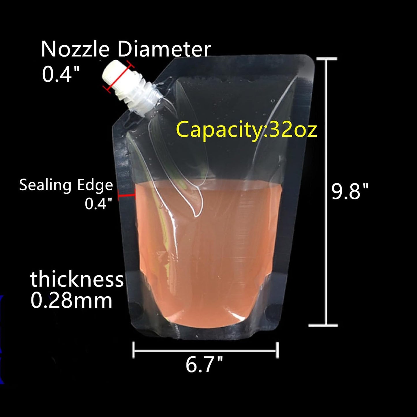 Bolsa plástica plegable 32oz sin BPA para almacenar agua