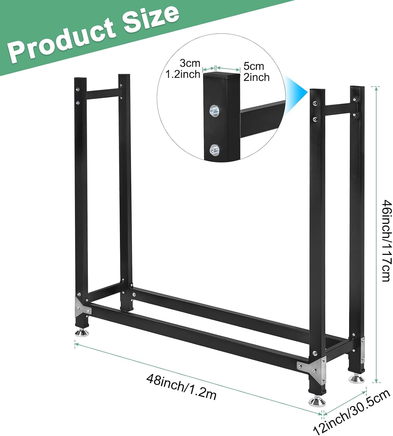 Estante leña 4ft madera exterior antiderrap