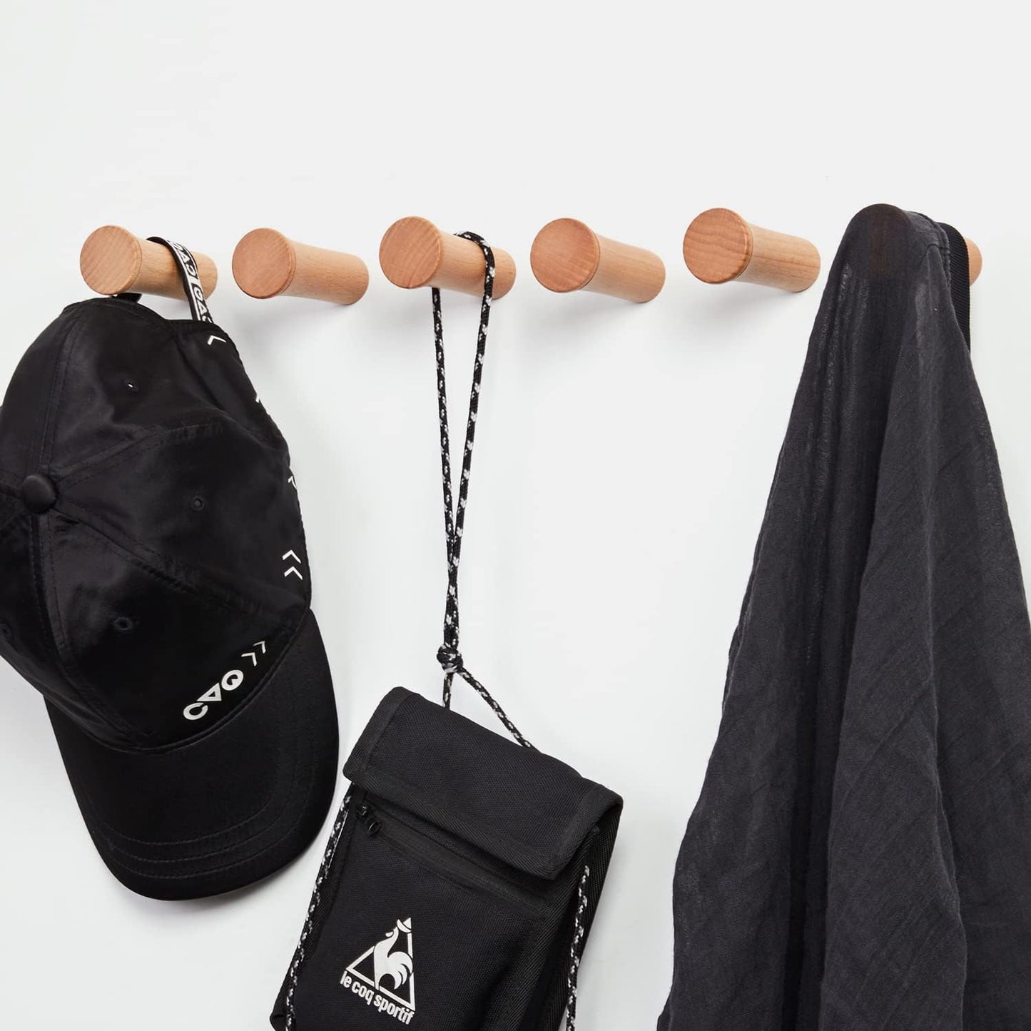 Perchero pared ganchos madera para abrigos sombreros
