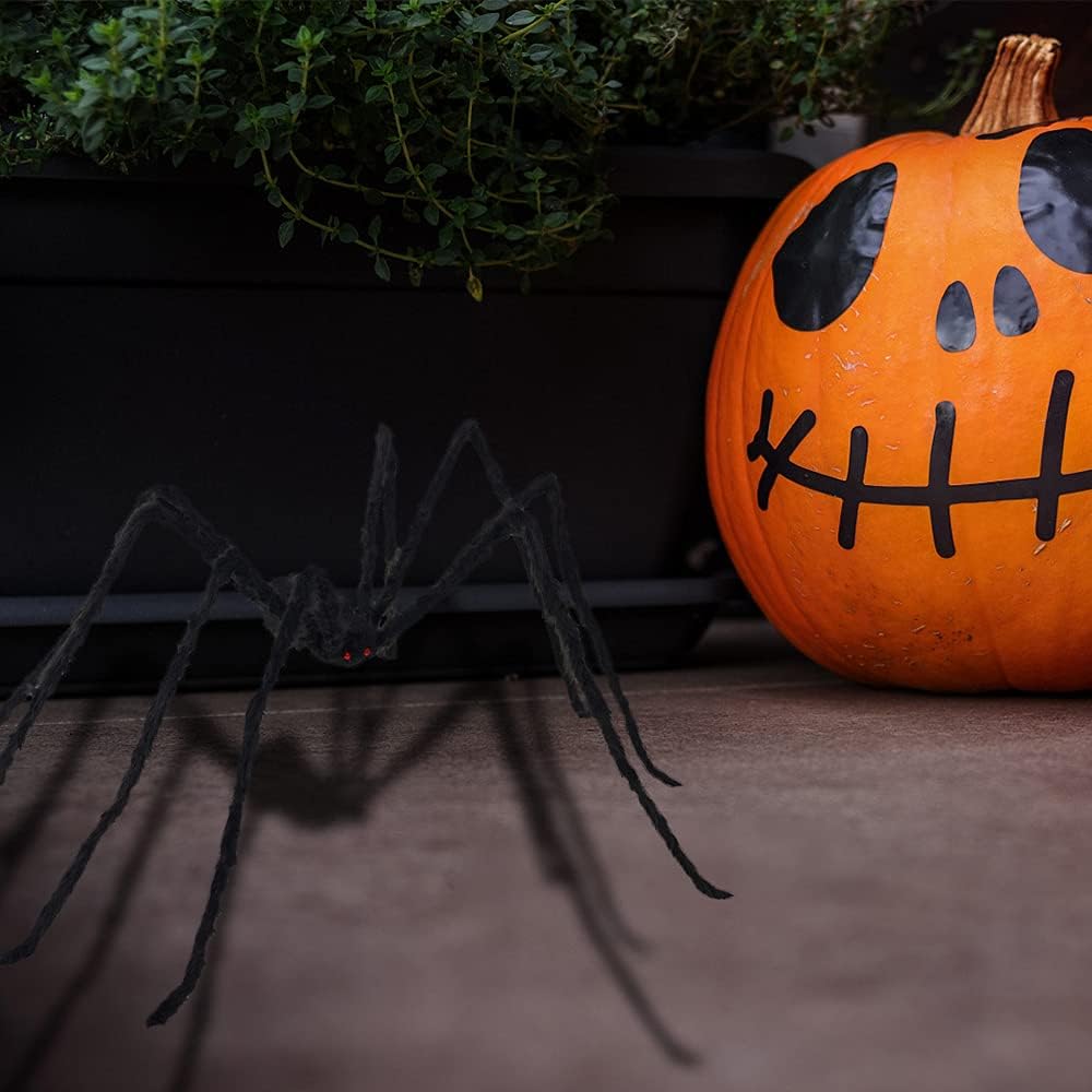 2 arañas falsas gigantes de 6.5 pies para patio Halloween
