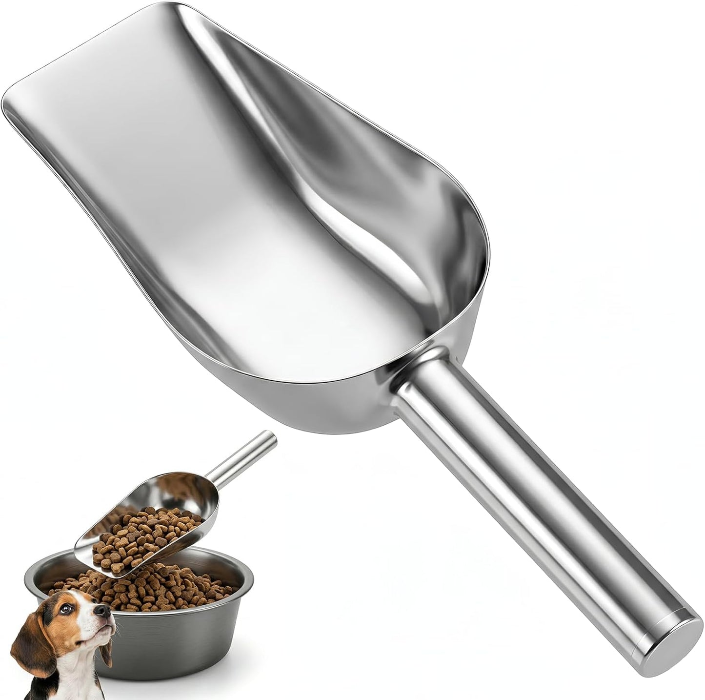 Cuchara acero inox para mascotas 1 taza mango largo