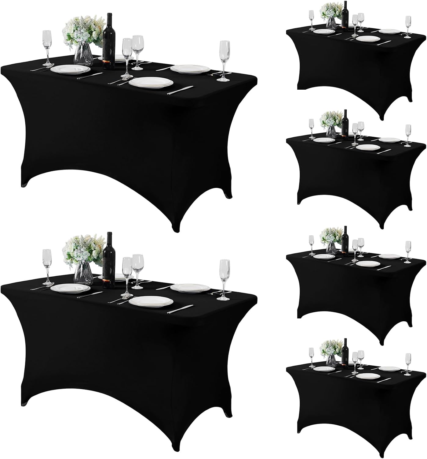 6 Pzas Mantel Elastano Universal 4ft Negro