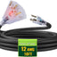 Cable extensión iluminado 10ft 3 tomas SJTW negro UL
