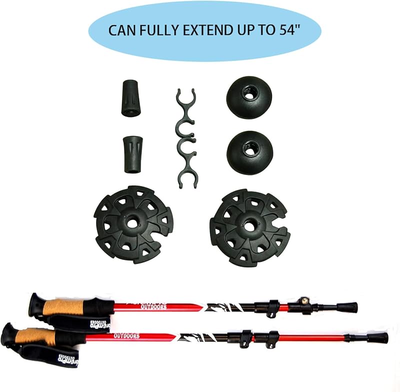 2 Bastones Senderismo Plegables Aluminio Fibra Carbono