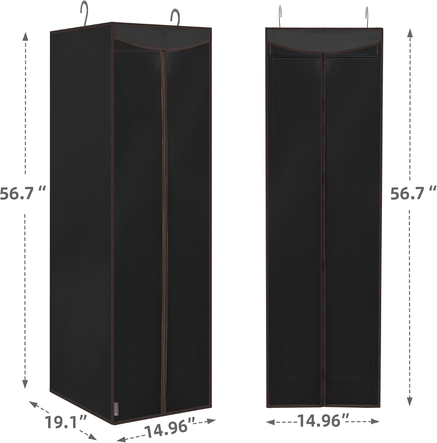 2 Fundas colgantes con cremallera y ventana para ropa negra