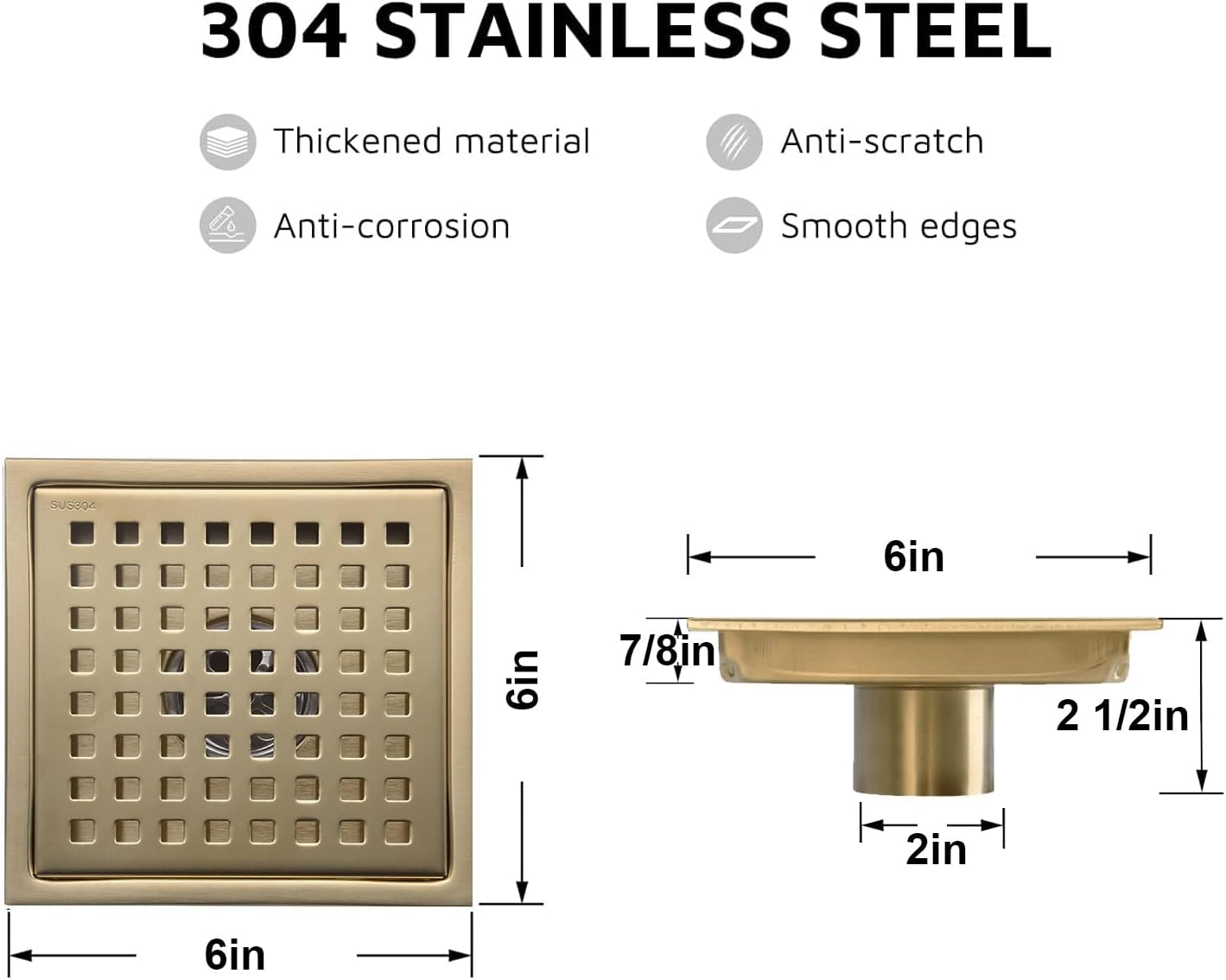 Tubo drenaje cuadrado 6pulg acero inox 304 filtro desmontable