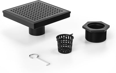Drenaje ducha cuadrado 6pulg acero inox negro mate