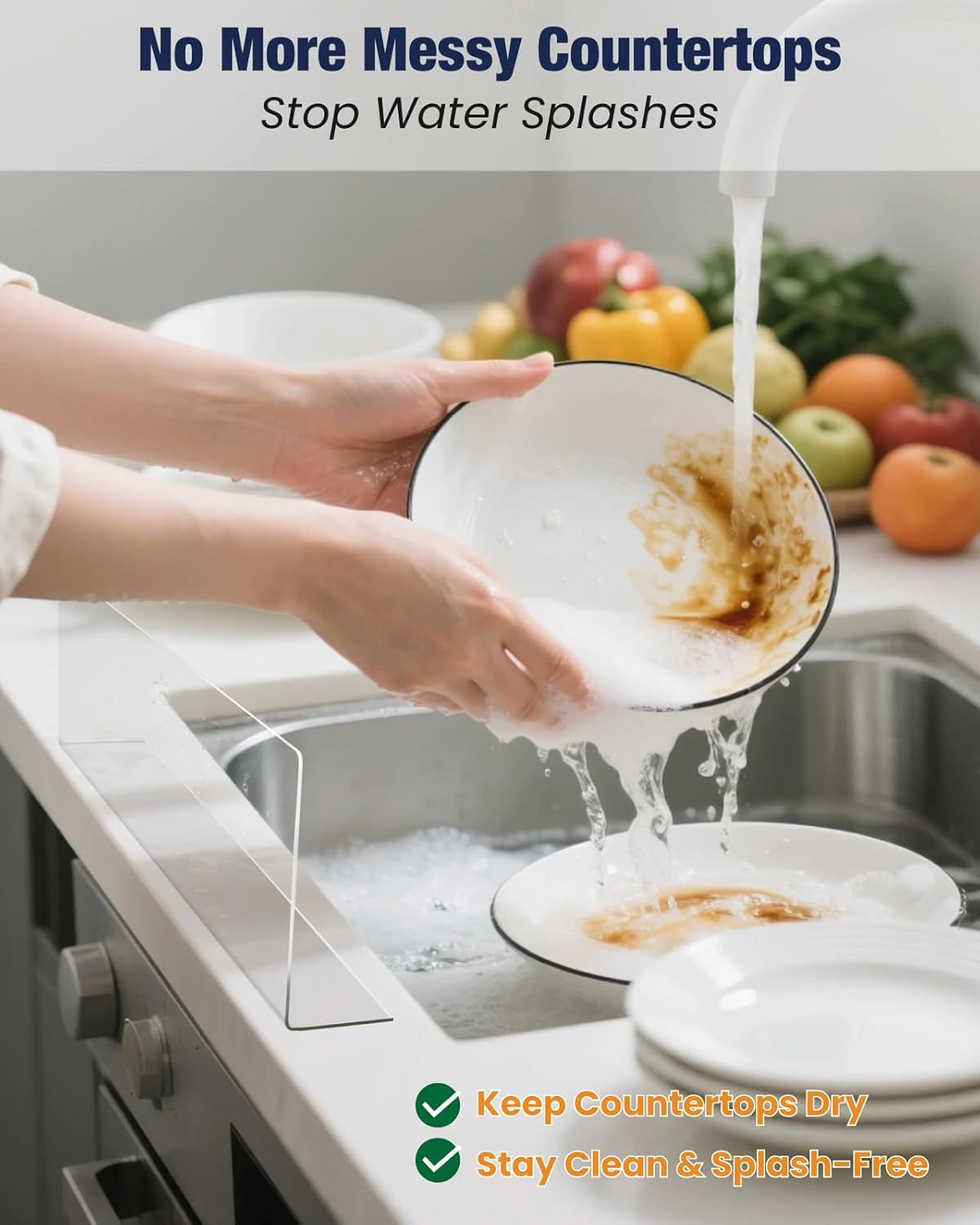 Protector de salpicaduras acrílico transparente para fregadero isla cocina y baño