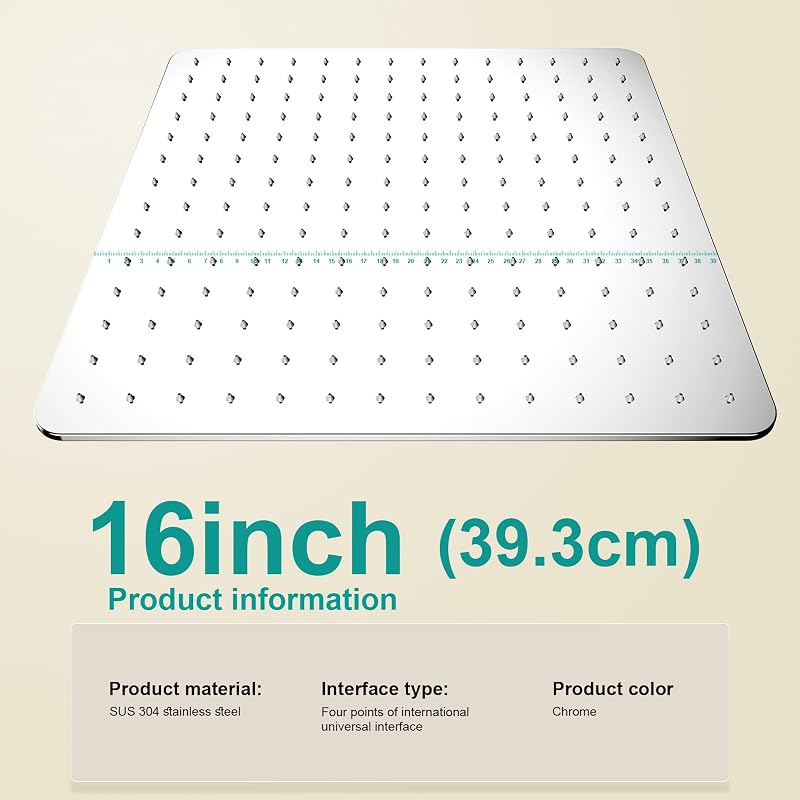 Cabezal ducha lluvia acero inox 16" cromo