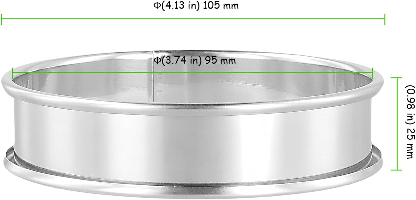 20 Anillos Plata 4pulg Acero Inox para Hornear Magdalenas