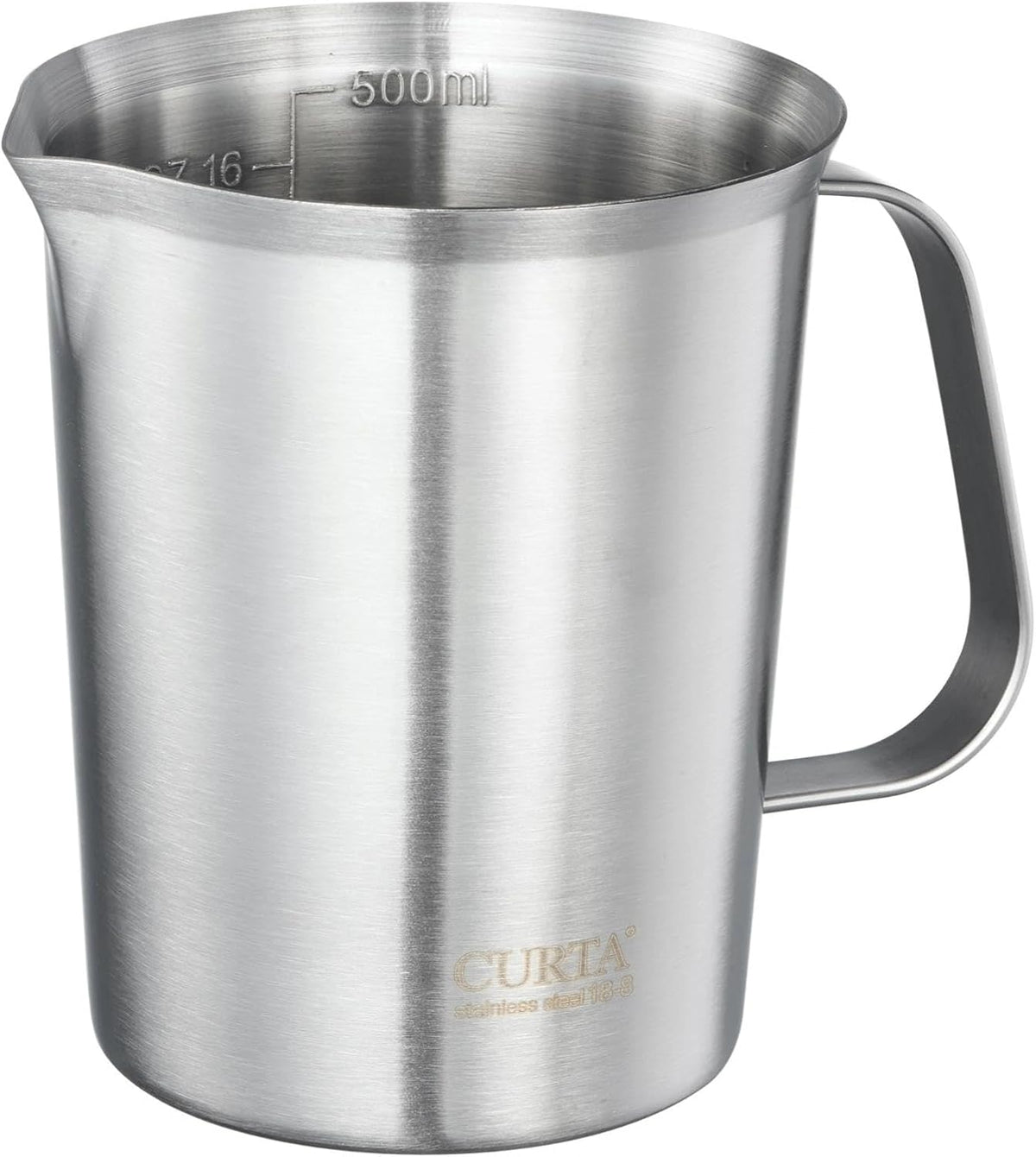 Taza medidora acero inox 16oz con mango y labio