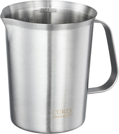 Taza medidora acero inox 16oz con mango y labio