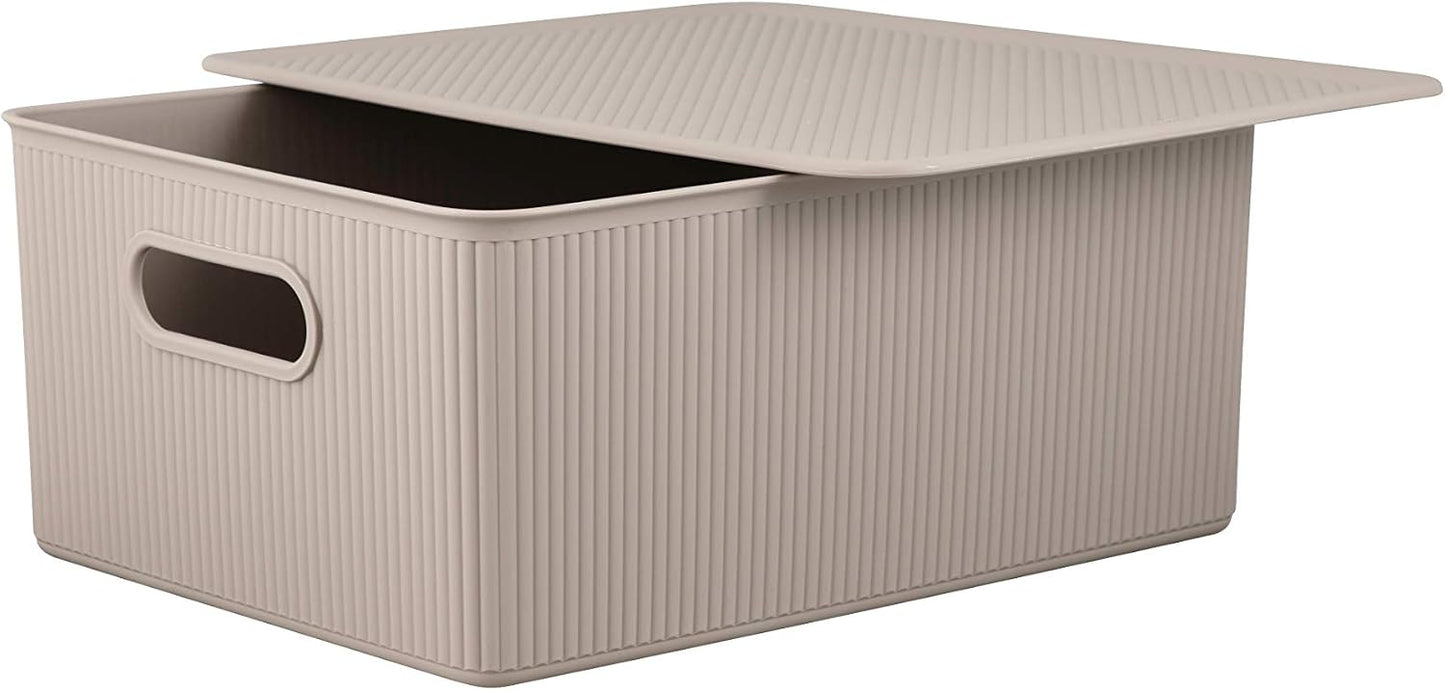 Tapa cesta plástico gris pardo para organizar armario