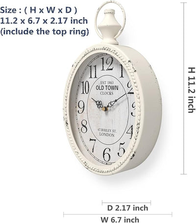 Reloj pared ovalado vintage blanco silencioso decorativo