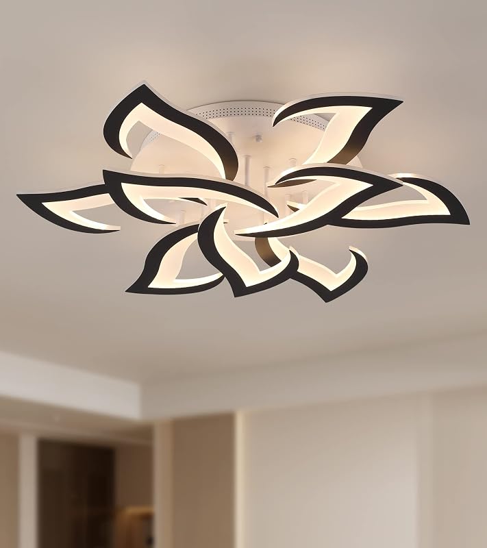 Lámpara techo moderna led con flor negro regulable