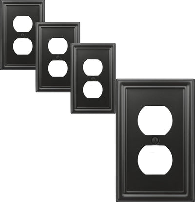 Placa cubierta luz metal negro pack 4