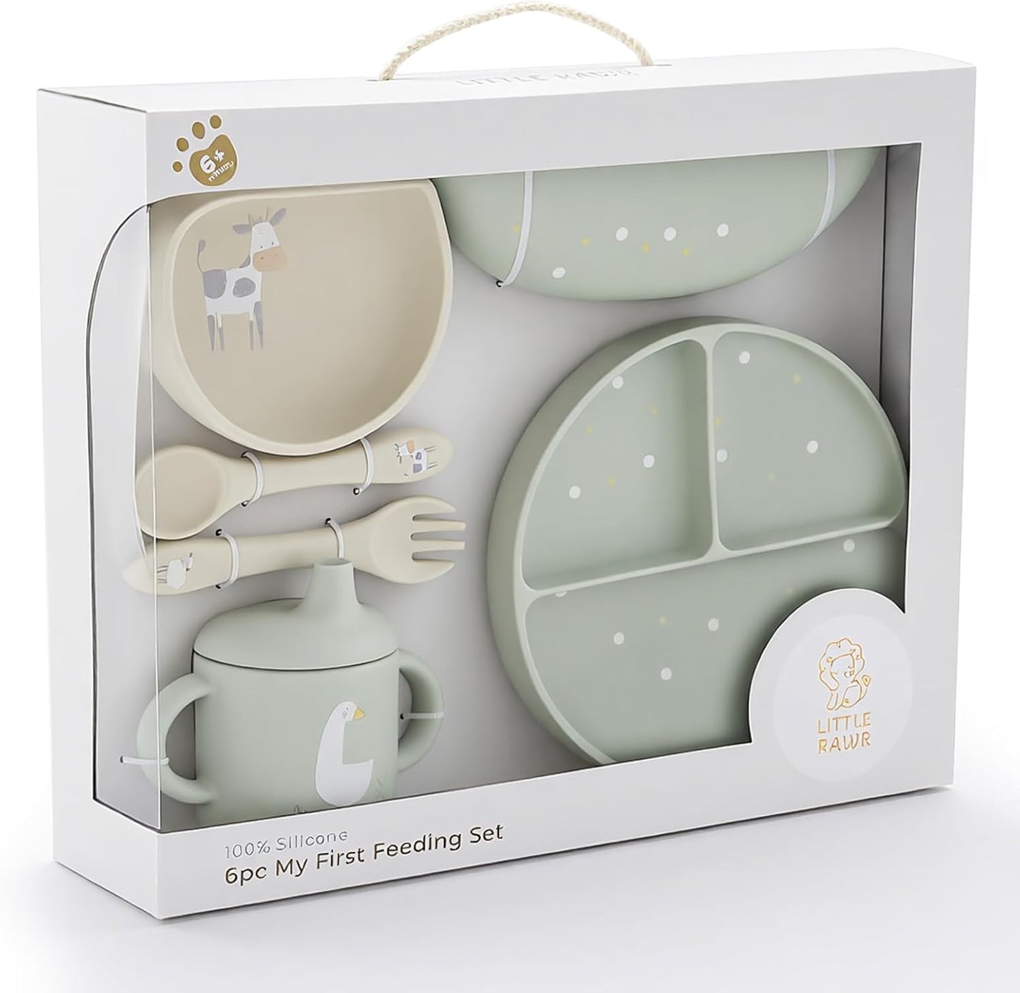 Pack destete silicona plato dividido vaso pajita babero