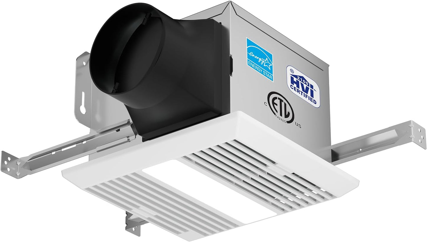 Ventilador techo baño con luz LED 100 CFM silencioso