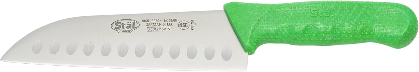 Cuchillo chef Santoku acero alto carbono 7pulg verde