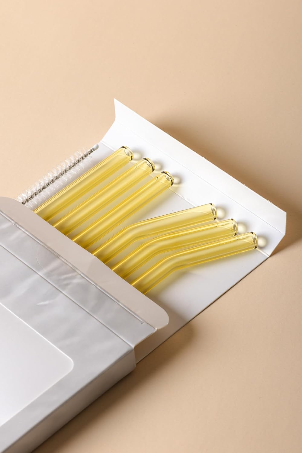 Pajitas vidrio reutilizables 6 pzas 3 rectas 3 dobladas