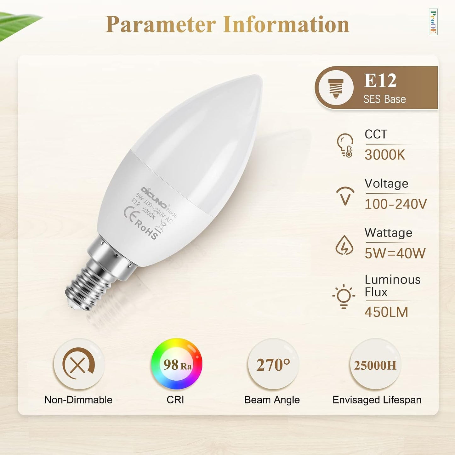 Bombilla LED candelabro 5W 3000K blanco cálido