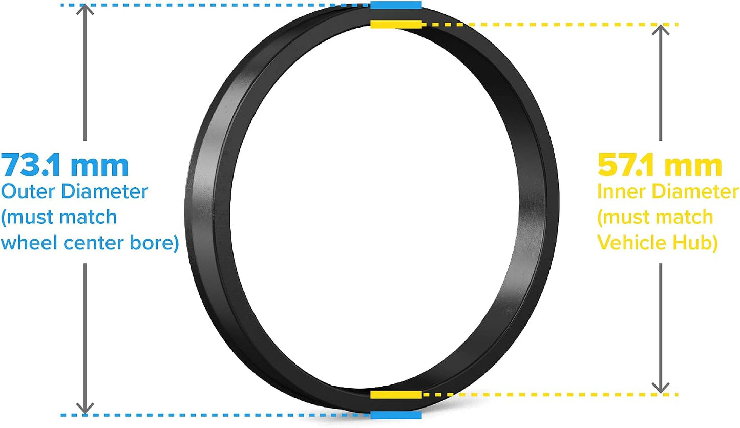 Anillos espaciadores plástico negro 57.1mm DI a 73.1mm DE