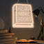 Letrero LED blanco Leer más libros 11x11pulg acrílico