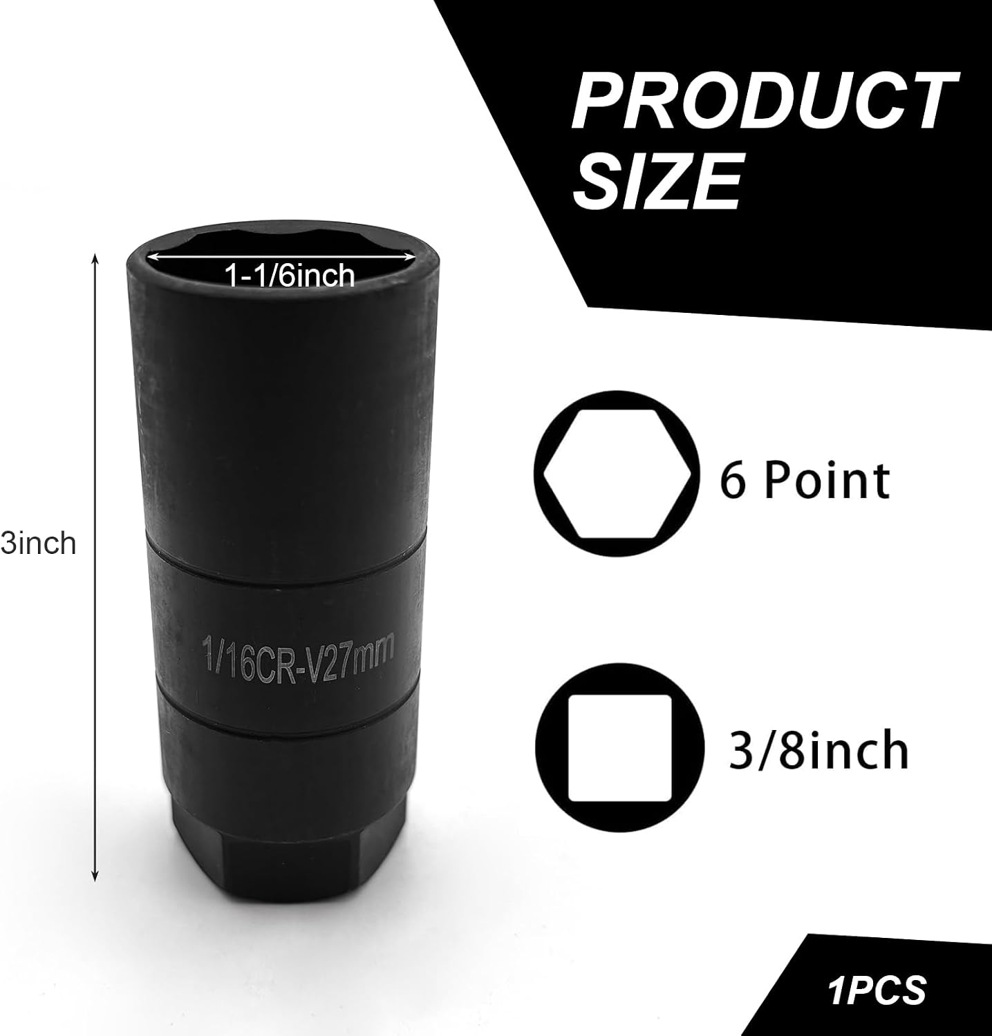 Toma sensor presión aceite auto 3/8" llave 1-1/8"