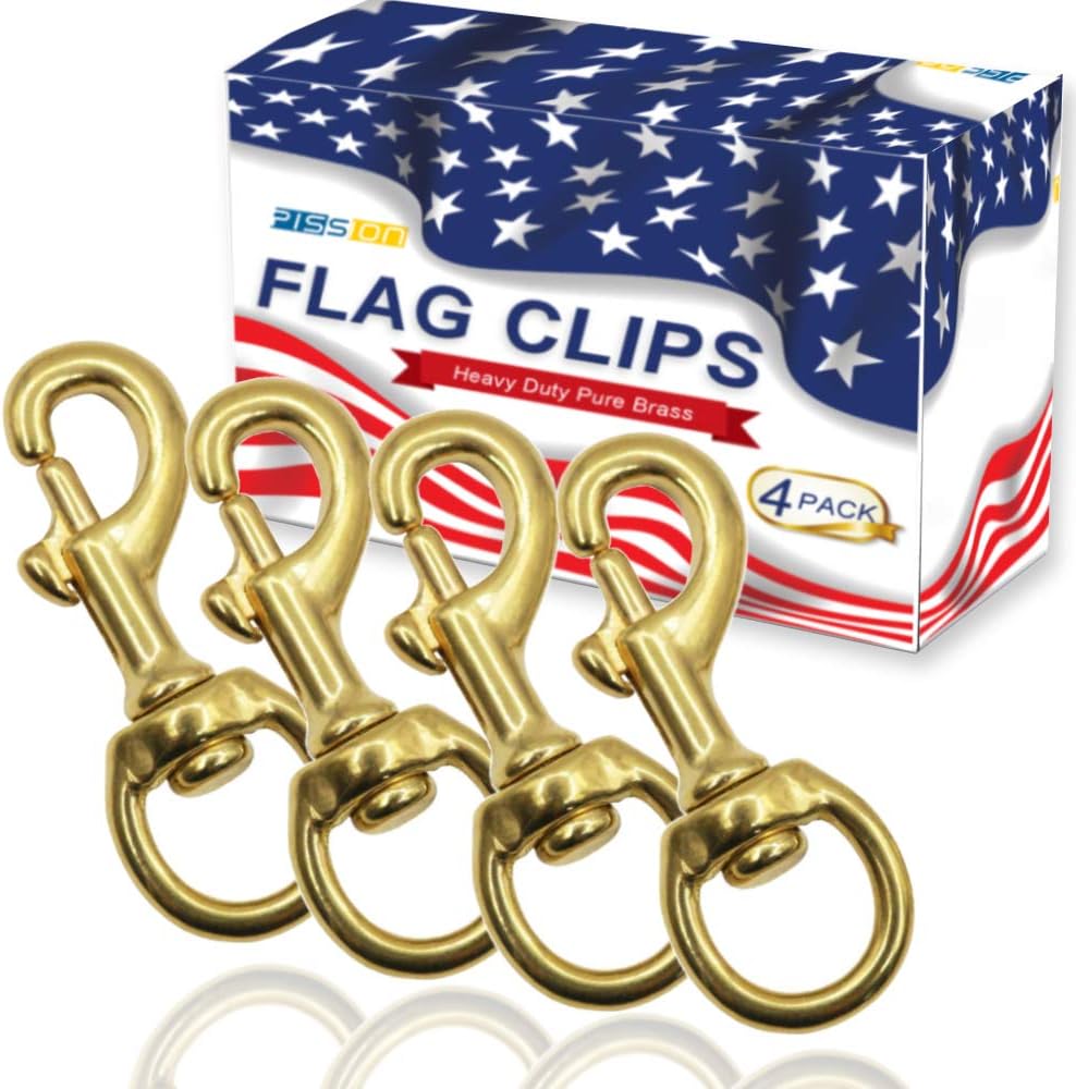 4 Clips Bandera Giratorios Latón Cuerda Cadena Perro