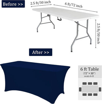 3 Pzas Manta Rectangular 6ft para Mesa Plegable Eventos