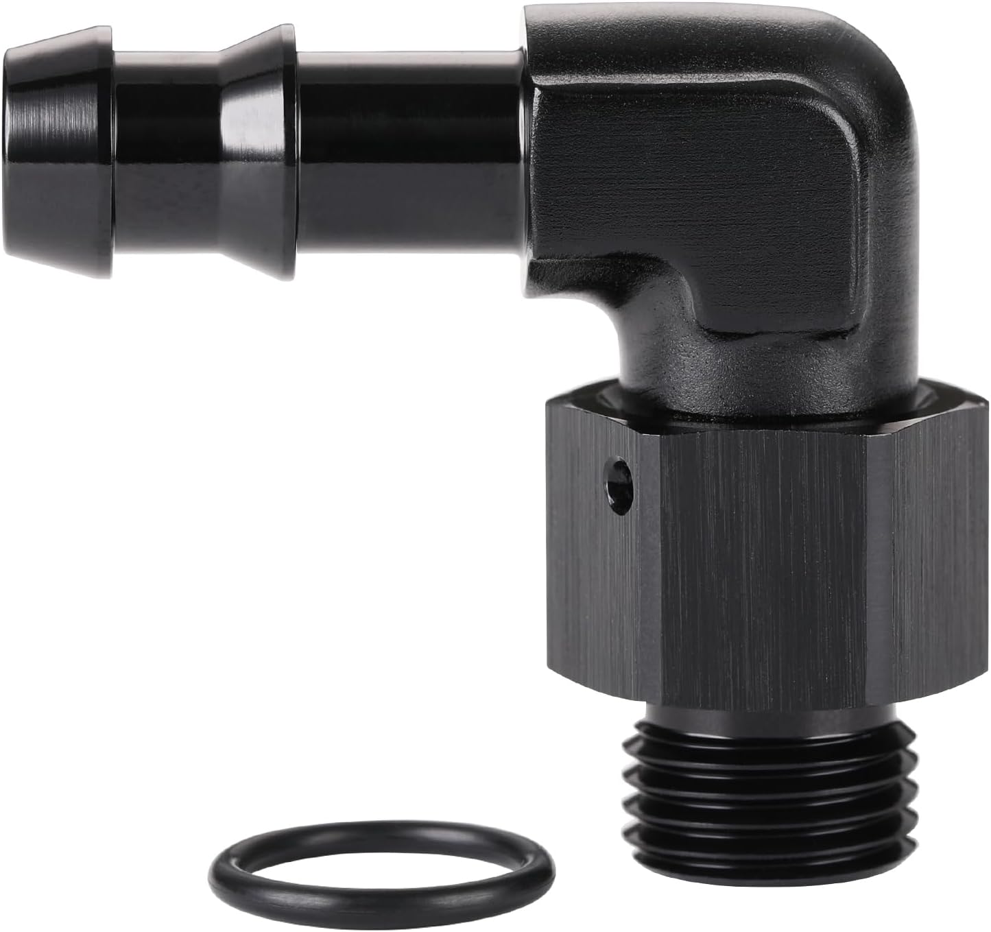 Adaptador 3/8 manguera 90 grados aluminio negro