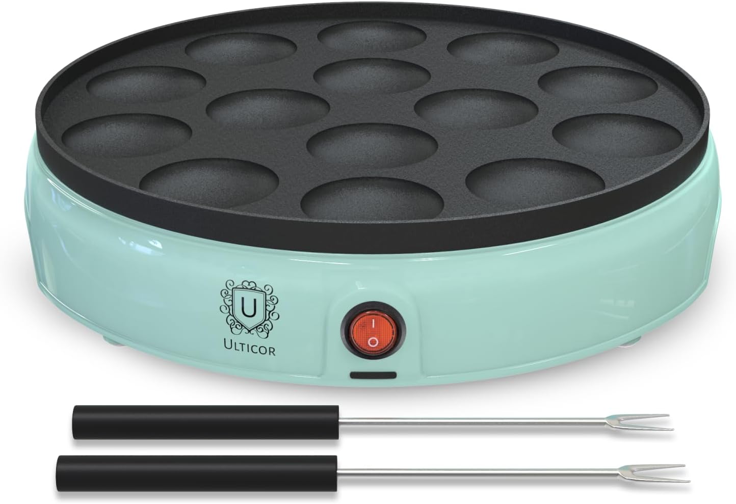 Mini plancha eléctrica 14 hoyos para poffertjes antiadherente