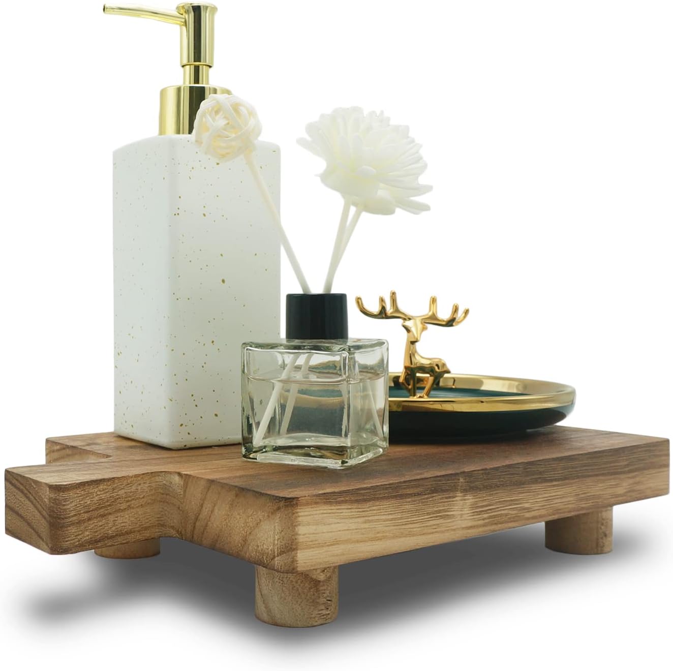 Bandeja madera decoración baño cocina jabón velas 10.8x6.9pulg