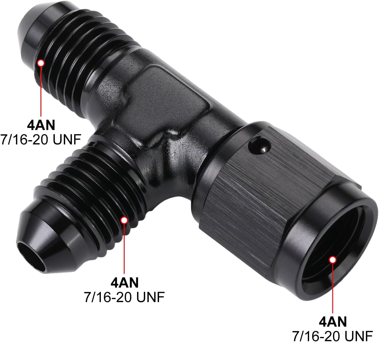Adaptador Tee T AN4 hembra giratorio aluminio negro