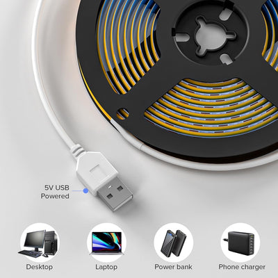 Tira LED USB 6.6pulg 640 LED para gabinete dormitorio