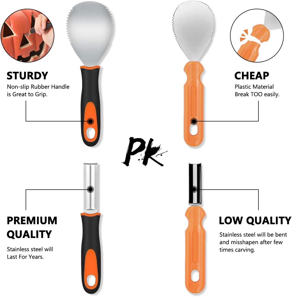 Kit tallado calabaza 9 pzas cuchillo acero inox Halloween