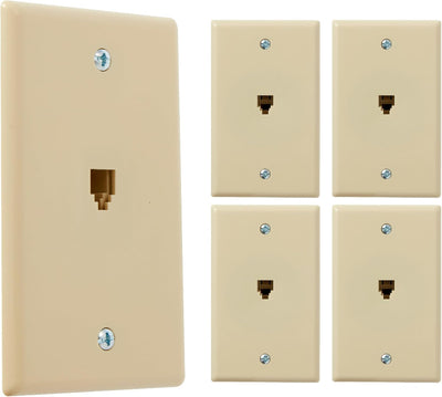 Placa pared conector telefónico 6P4C paquete 5 marfil
