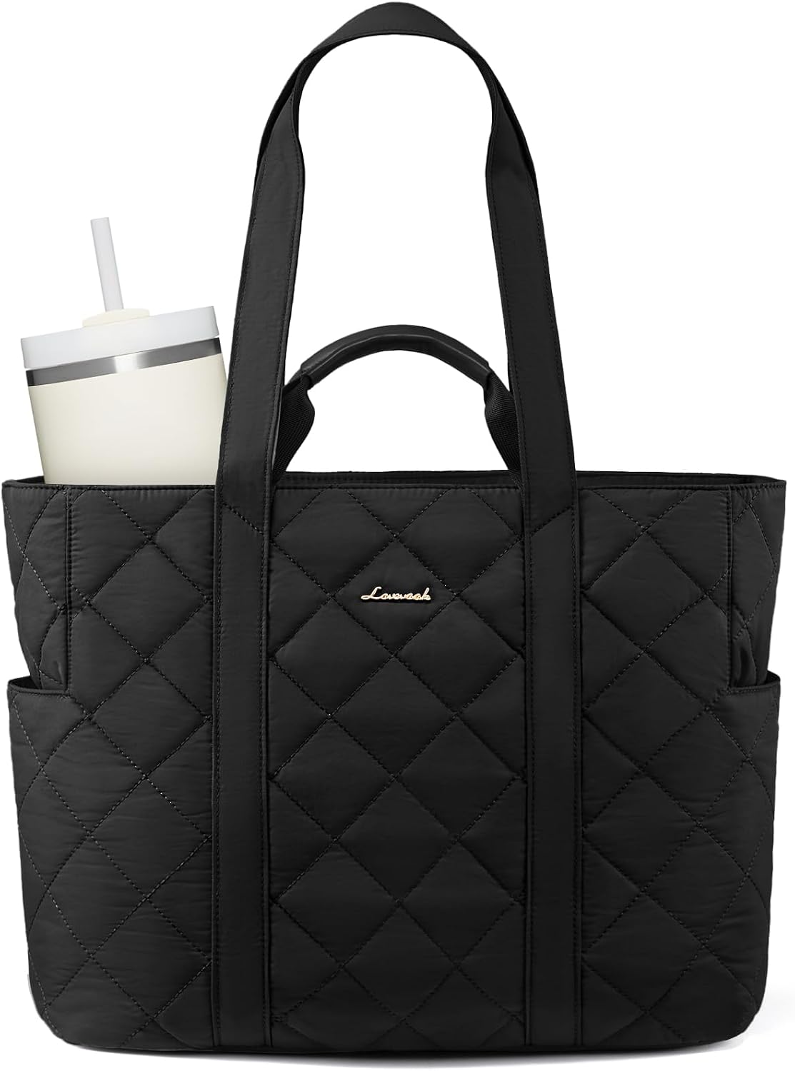 Bolsa tote acolchada ligera con múltiples bolsillos para
