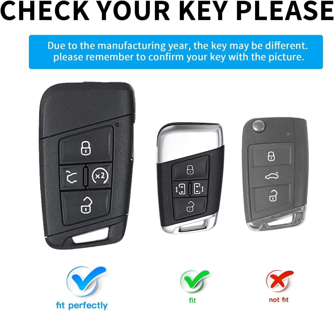 Funda llavero VW con soporte plateado para Atlas Jetta Passat
