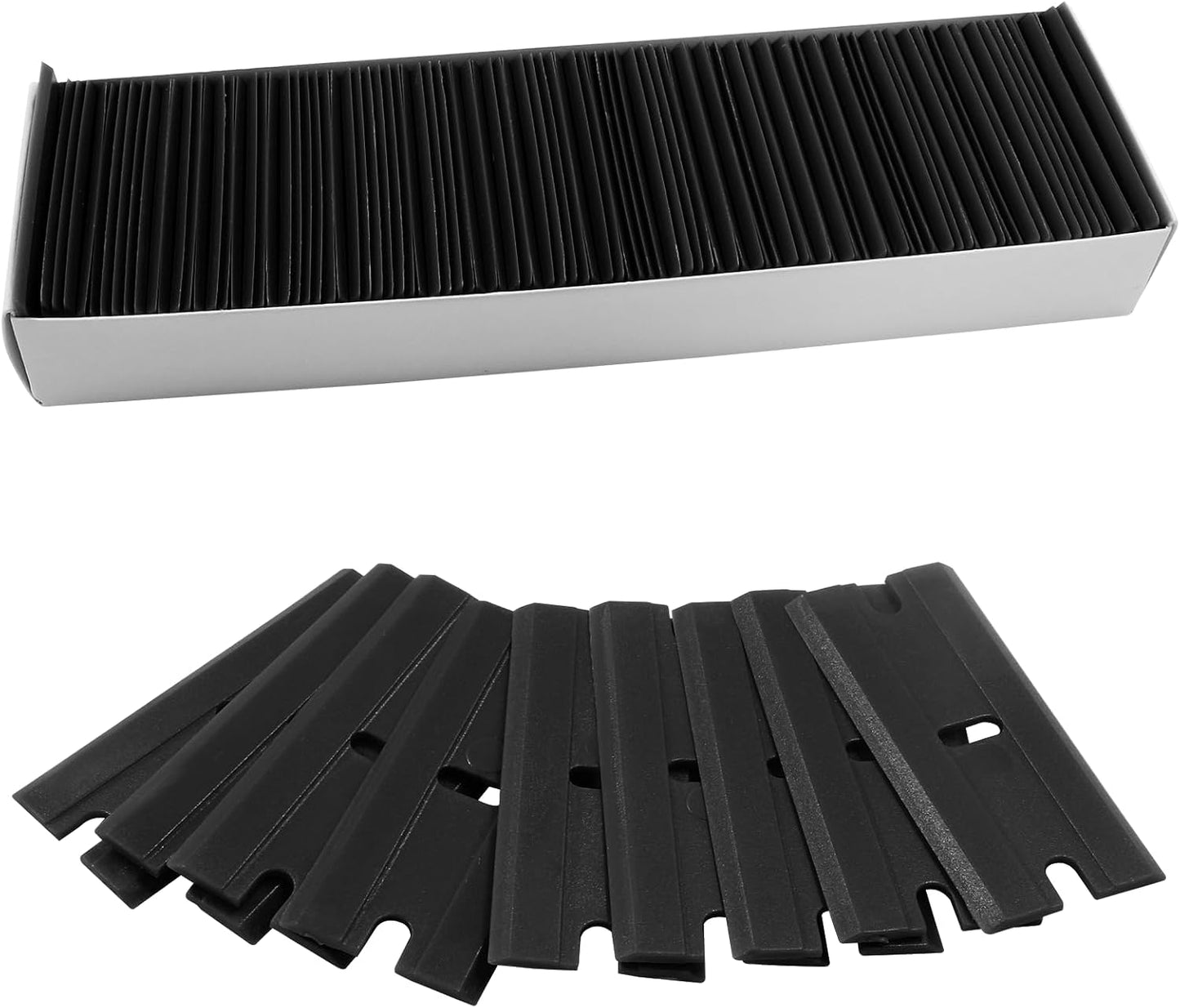 100 Cuchillas Plástico Doble Filo para Vidrio Negro